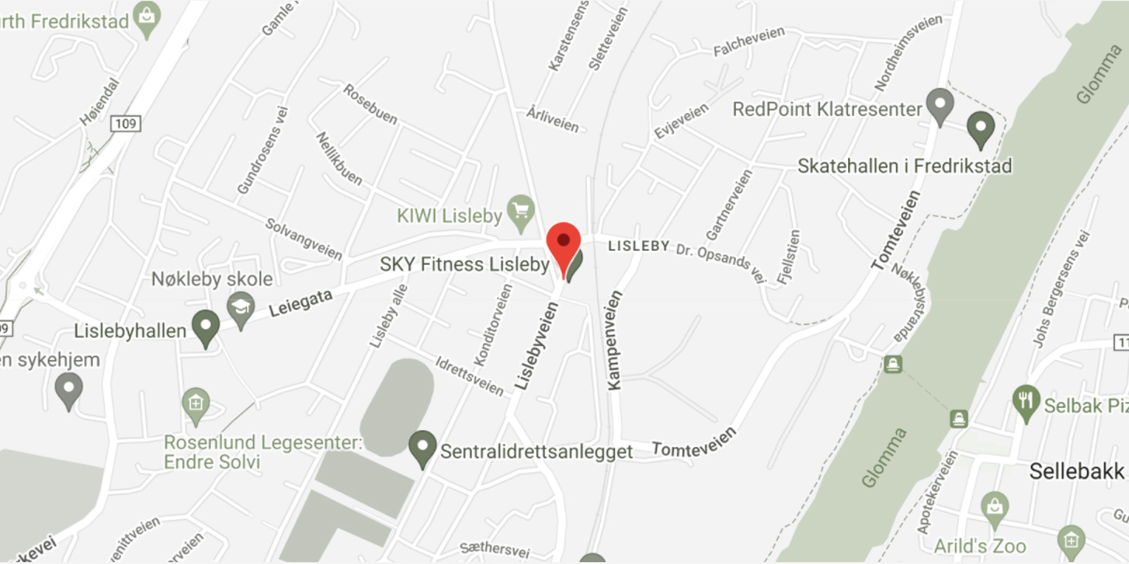 finn sky fitness lisleby på kartet